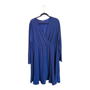 Shein Curve‎ Dress 4XL Blue Sparkle Long Sleeve Party Cocktail Plus Size